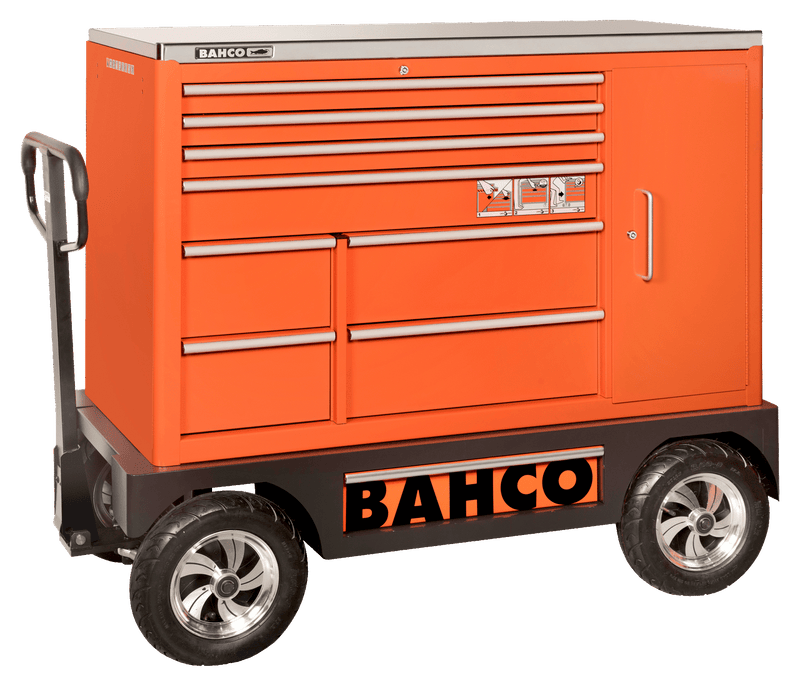 Bahco 1475KXXL8CWTSS C75 XL 8 Drawer 53" Orange  53" Special Tool Trolley with 8 Drawers and Side Cabinet