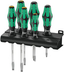 Wera 007681 6pc 334/355 SK/6 Kraftform Plus Lasertip Screwdriver Set, PZ/SL