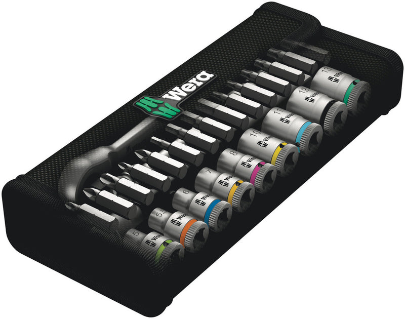 Wera 004018 28pc 8100 SA 8 Zyklop Metal Switch Socket Set, 1/4"