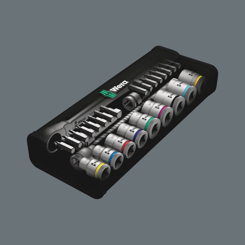Wera 004050 29pc 8100 SB 10 Zyklop Metal Push Imperial Socket Set, 3/8"
