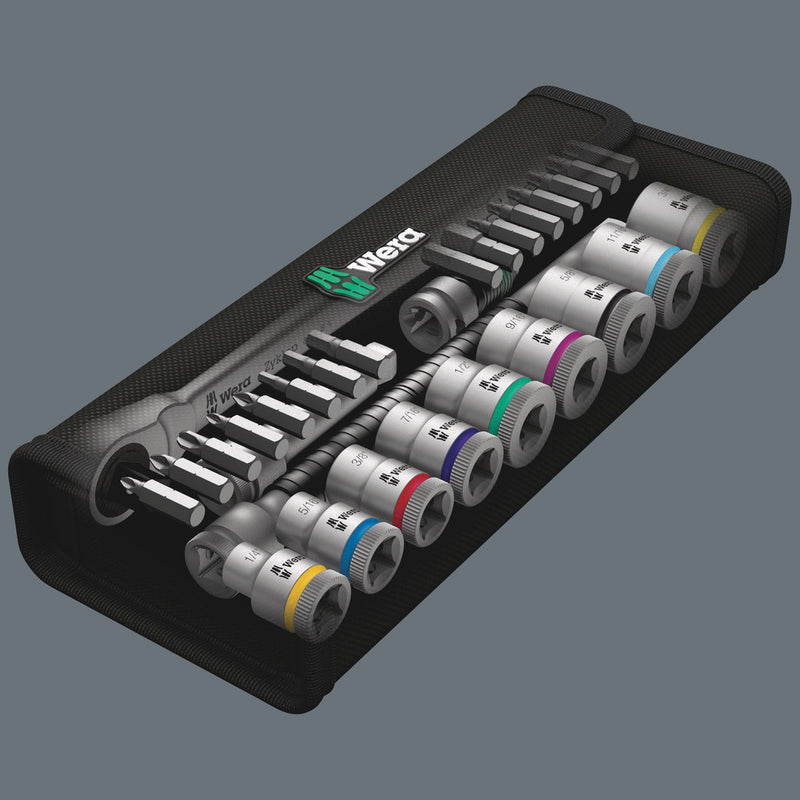 Wera 004051 29pc 8100 SB 11 Zyklop Metal Switch Imperial Socket Set, 3/8"