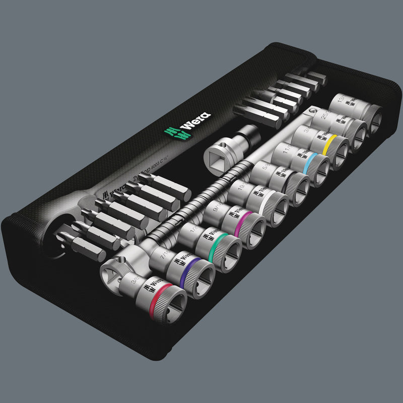 Wera 004080 28pc 8100 SC 10 Zyklop Metal Push Imperial Socket Set, 1/2"