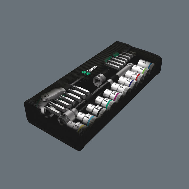 Wera 004076 28pc 8100 SC 6 Zyklop Speed Socket Set, 1/2"