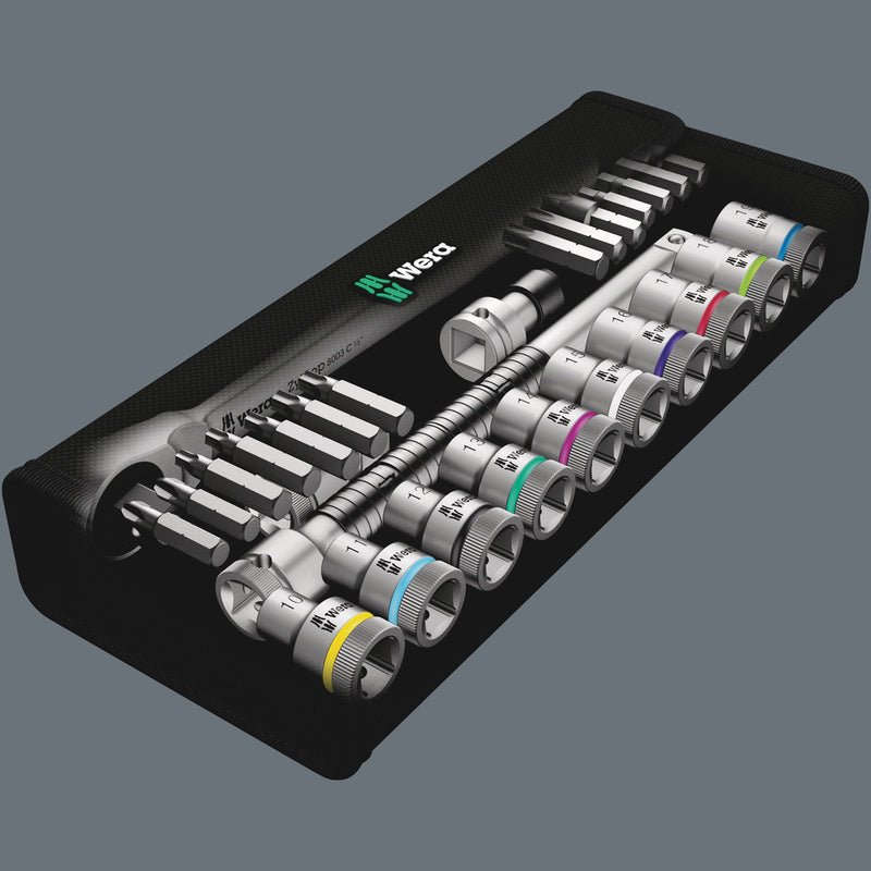Wera 004077 28pc 8100 SC 7 Zyklop Metal Push Socket Set, 1/2"