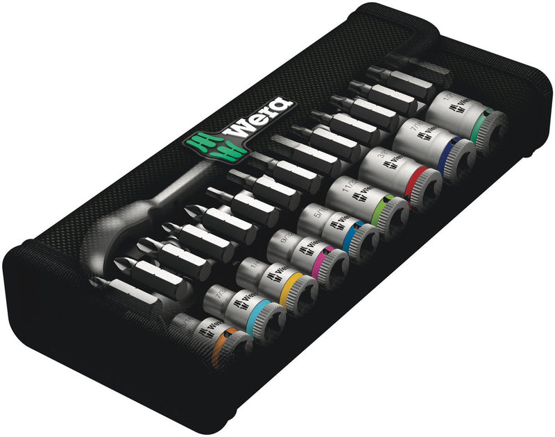 Wera 004021 28pc 8100 SA 11 Zyklop Metal Switch Imperial Socket Set, 1/4"