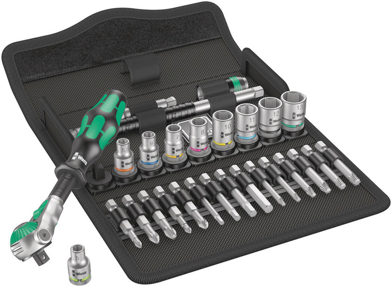 Wera 004016 28pc 8100 SA 6 Zyklop Speed Socket Set, 1/4"