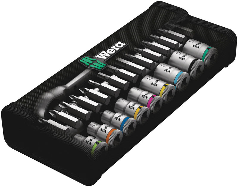 Wera 004017 28pc 8100 SA 7 Zyklop Metal Push Socket Set, 1/4"