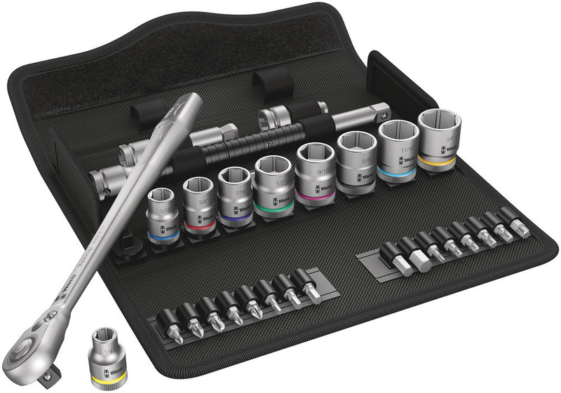 Wera 004051 29pc 8100 SB 11 Zyklop Metal Switch Imperial Socket Set, 3/8"