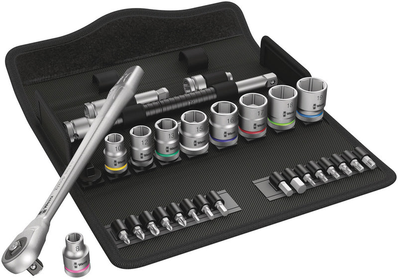 Wera 004047 29pc 8100 SB 7 Zyklop Metal Push Socket Set, 3/8"