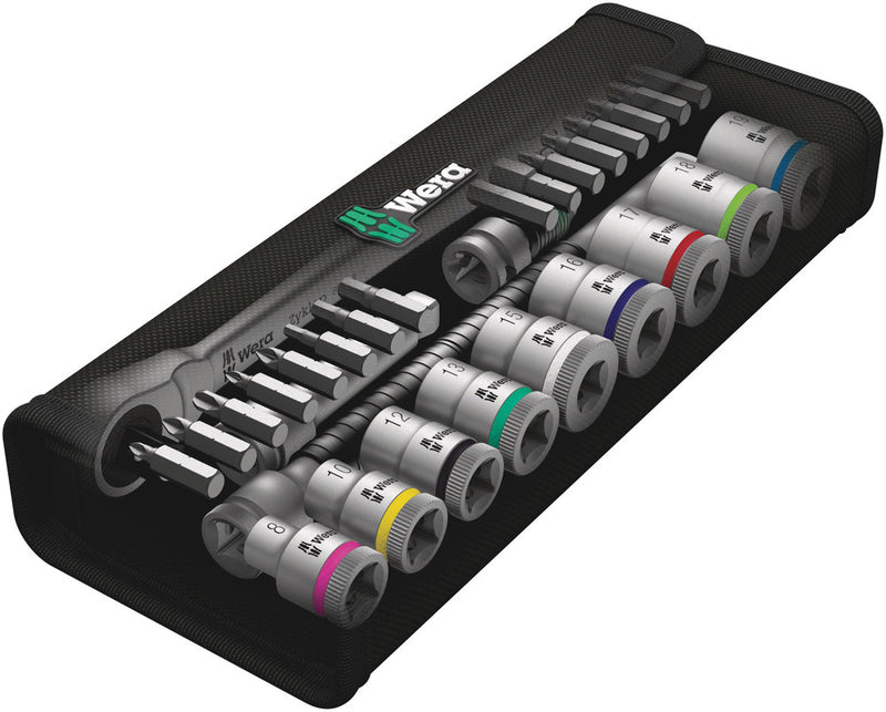 Wera 004047 29pc 8100 SB 7 Zyklop Metal Push Socket Set, 3/8"
