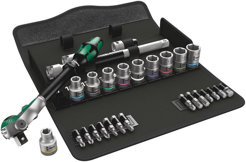 Wera 004076 28pc 8100 SC 6 Zyklop Speed Socket Set, 1/2"
