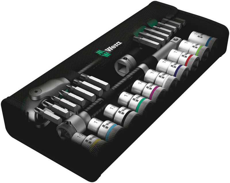 Wera 004076 28pc 8100 SC 6 Zyklop Speed Socket Set, 1/2"
