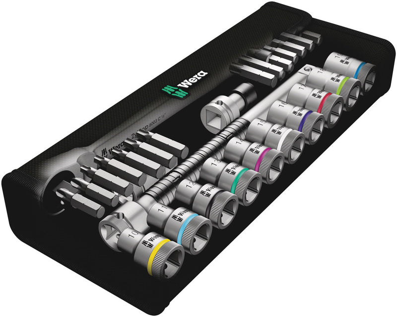 Wera 004077 28pc 8100 SC 7 Zyklop Metal Push Socket Set, 1/2"