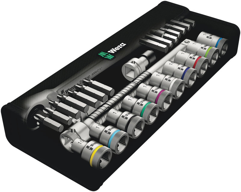 Wera 004078 28pc 8100 SC 8 Zyklop Metal Socket Set with switch lever, 1/2"