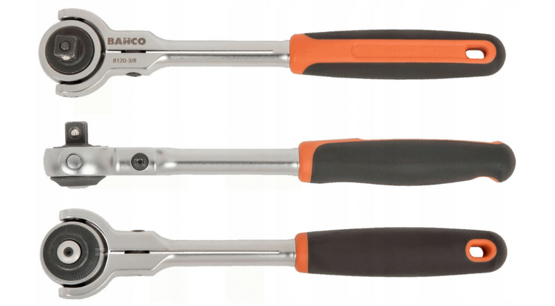 Bahco 8120-1/4, 8210-3/8 & 8120-1/2 72 Teeth Swivel Head Ratchet SET OF 3