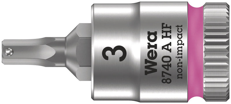 Wera 003332 3mm 8740 A HF Zyklop Hex-Plus Holding Function Bit-Socket ,1/4"