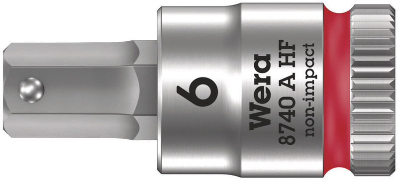 Wera 003337 6mm 8740 A HF Zyklop Hex-Plus Holding Function Bit-Socket ,1/4"