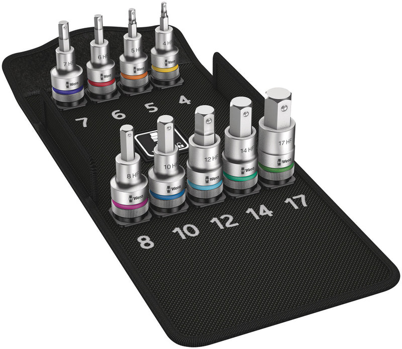 Wera 004201 9pc 8740 C HF 1 Zyklop Hex-Plus Holding Function Bit-Socket Set, 1/2"