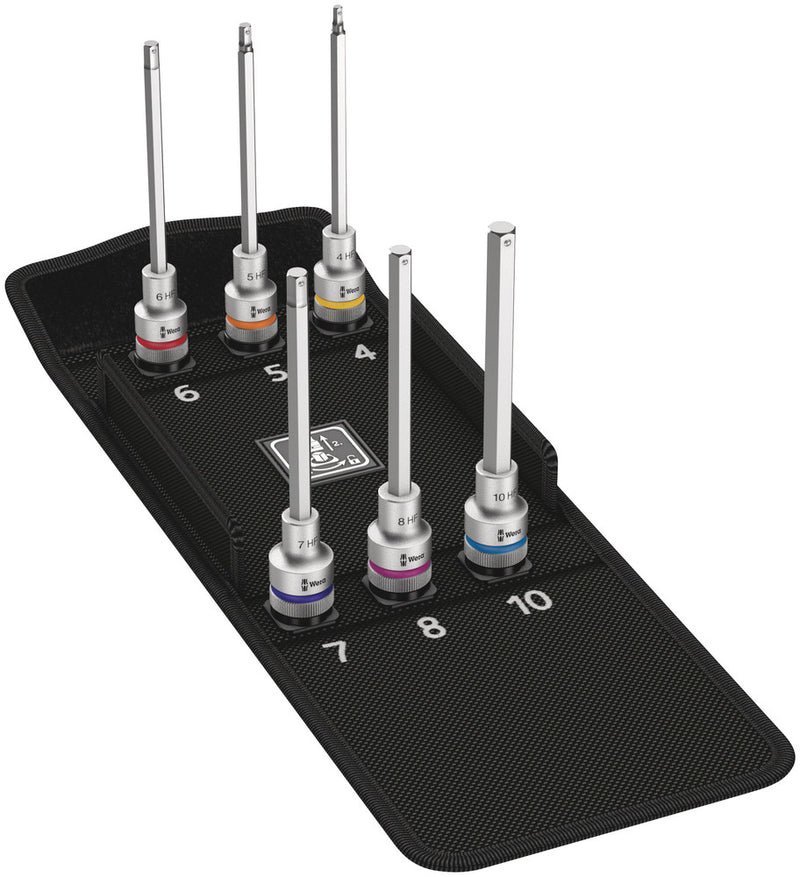 Wera 004210 6pc 8740 C HF 2 Zyklop Hex-Plus Holding Function Bit-Socket Set, 1/2"