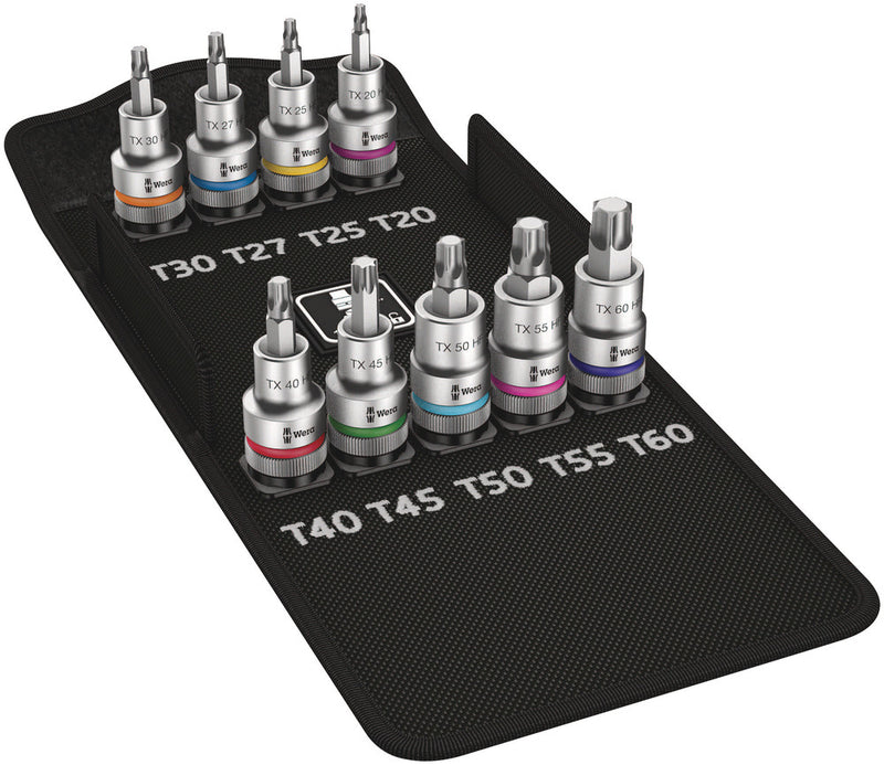 Wera 004202 9pc 8767 C TORX¨HF 1 Zyklop Holding Function Bit-Socket Set, 1/2"