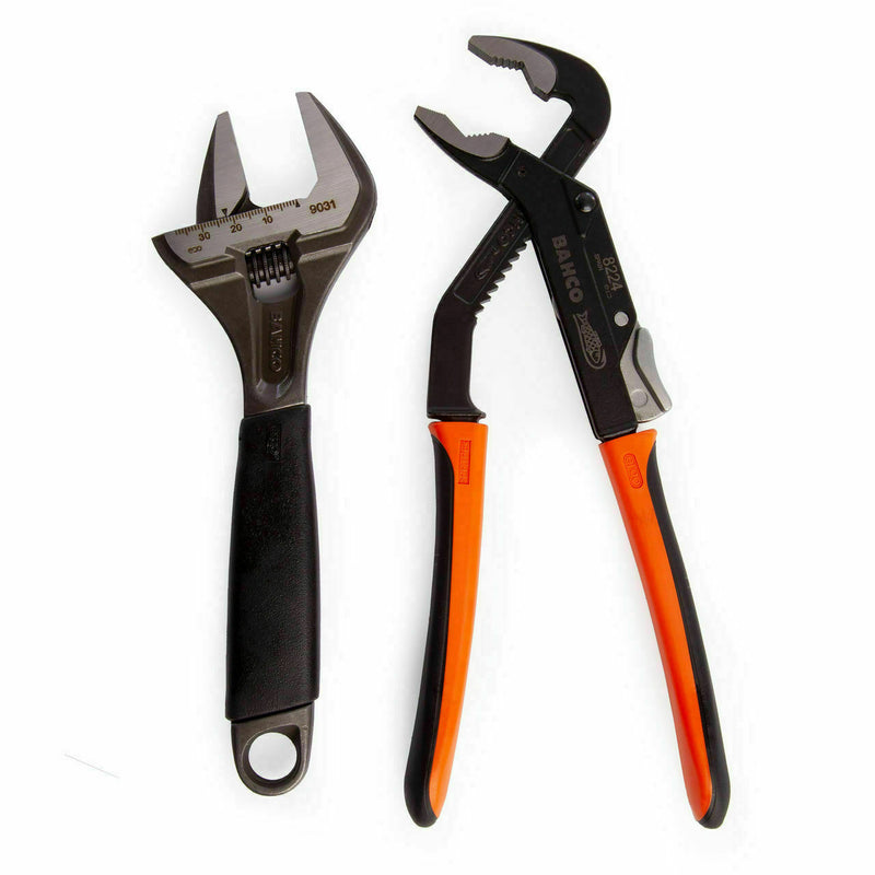 Bahco 9031 & 8224 Adjustable Wrench & Slip Joint Plier Set