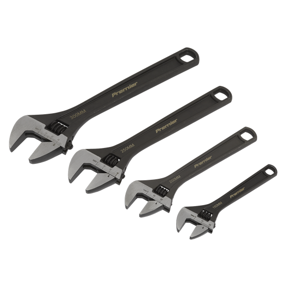 Sealey AK9567 4pce Adjustable Wrench Set - 6", 8", 10" & 12"