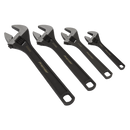 Sealey AK9567 4pce Adjustable Wrench Set - 6", 8", 10" & 12"