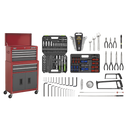 Sealey AP2200BBCOMBO Topchest & Rollcab Combination 6 Drawer Topchest & Rollcab Combination with Ball-Bearing Slides & 128pc Tool Kit