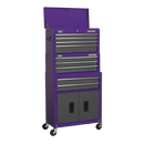Sealey AP2200BBCPSTACK Purple Topchest, Mid-Box & Rollcab 9 Drawer Stack