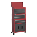 Sealey AP2200BBSTACK Red Topchest, Mid-Box & Rollcab 9 Drawer Stack