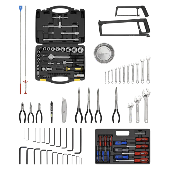 Sealey AP2200BBCOMBO Topchest & Rollcab Combination 6 Drawer Topchest & Rollcab Combination with Ball-Bearing Slides & 128pc Tool Kit