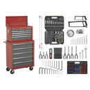 Sealey AP2250BBCOMBO 14 Drawer Topchest & Rollcab Combination with Ball-Bearing Slides & 239pc Tool Kit
