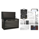 Sealey AP225BCOMBO 5 Drawer Topchest with Ball-Bearing Slides - Black & 230pc Tool Kit