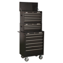 Sealey AP22BSTACK 14 Drawer Topchest, Mid-Box & Rollcab Stack - Black