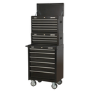 Sealey AP22BSTACK 14 Drawer Topchest, Mid-Box & Rollcab Stack - Black