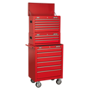 Sealey AP22STACK 14 Drawer Topchest, Mid-Box & Rollcab Stack - Red