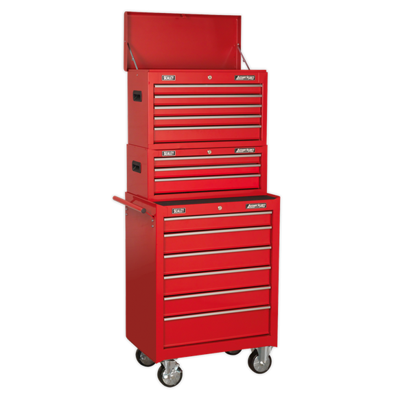 Sealey AP22STACK 14 Drawer Topchest, Mid-Box & Rollcab Stack - Red