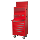 Sealey AP22STACK 14 Drawer Topchest, Mid-Box & Rollcab Stack - Red