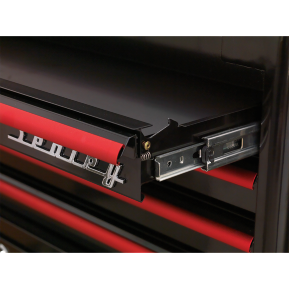 Sealey AP28104BR 4 Drawer Retro Style Topchest - Black with Red Anodised Drawer Pulls