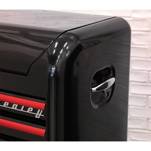 Sealey AP28104BR 4 Drawer Retro Style Topchest - Black with Red Anodised Drawer Pulls