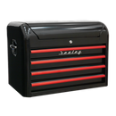 Sealey AP28104BR 4 Drawer Retro Style Topchest - Black with Red Anodised Drawer Pulls