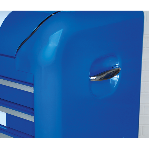 Sealey AP28104BWS 4 Drawer Wide Retro Style Topchest - Blue with White Stripes