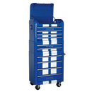 Sealey AP28COMBO2BWS 10 Drawer Retro Style Topchest, Mid-Box & Rollcab Combination Blue/White Stripes