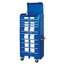 Sealey AP28COMBO2BWS 10 Drawer Retro Style Topchest, Mid-Box & Rollcab Combination Blue/White Stripes