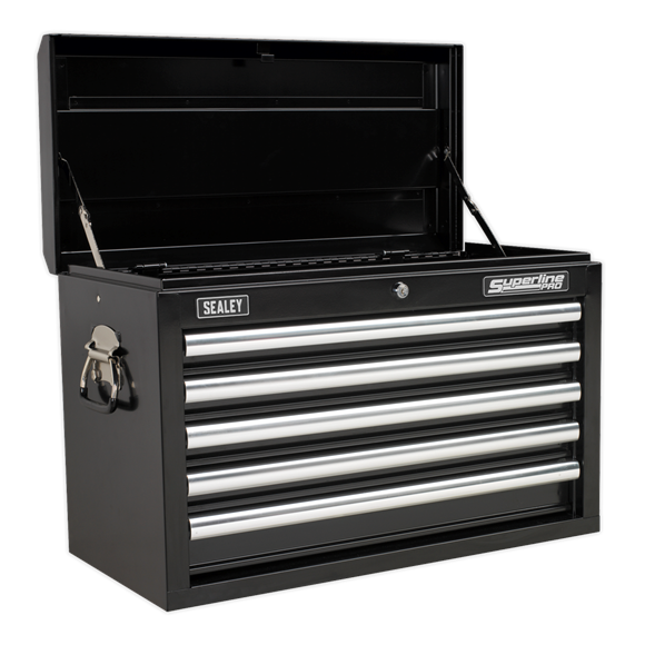 Sealey APCOMBOBBTK56 10 Drawer Black Topchest & Rollcab Combination with Ball Bearing Slides & 147pc Tool Kit