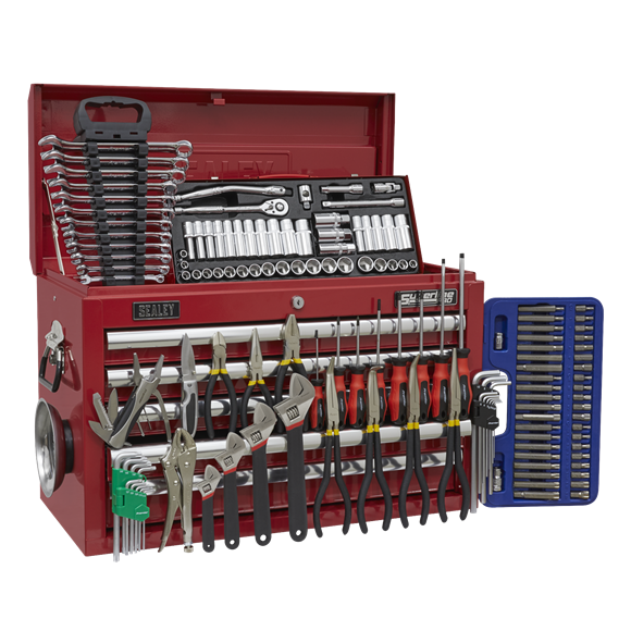 Sealey AP33059COMBO 5 Drawer Red Topchest with Ball Bearing Slides & 140pc Tool Kit