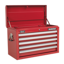 Sealey APCOMBOBBTK55 10 Drawer Red Topchest & Rollcab Combination with Ball Bearing Slides & 147pc Tool Kit