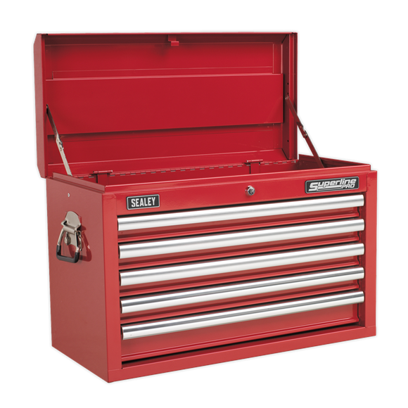 Sealey APCOMBOBBTK55 10 Drawer Red Topchest & Rollcab Combination with Ball Bearing Slides & 147pc Tool Kit