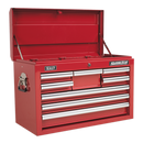 Sealey APCOMBOBBTK57 15 Drawer Red Topchest & Rollcab Combination with Ball Bearing Slides & 147pc Tool Kit