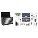 Sealey AP33109BCOMBO 10 Drawer Black Topchest with Ball Bearing Slides & 140pc Tool Kit